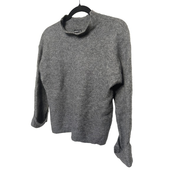 Minnie Rose Cashmere Silk Mock Neck Raw Cuff Sweater Gray Women's Size L Grunge - Picture 1 of 6